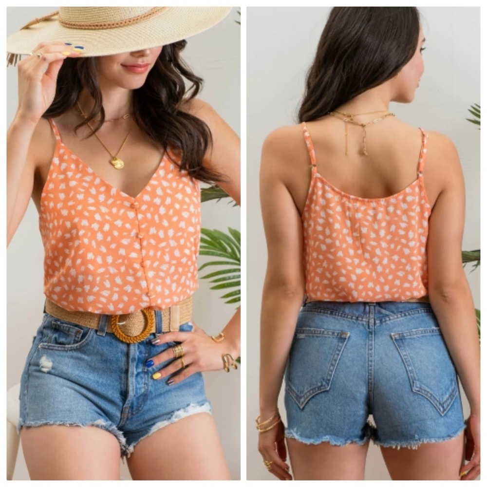 anthropologie Mine Blouse Women's Large Peach Spaghetti Strap Top Shirt HANG